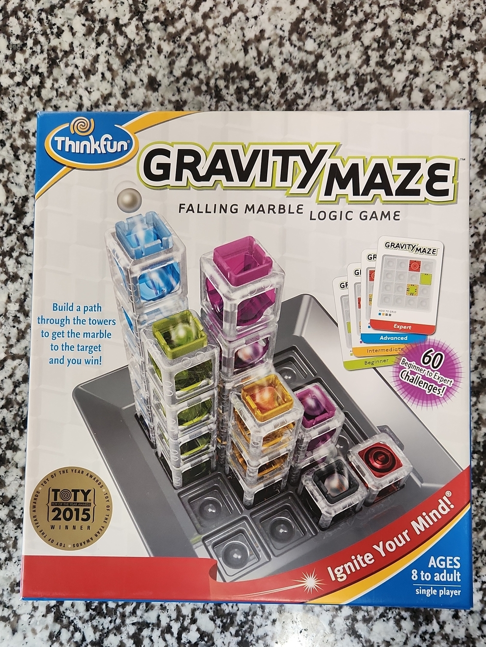 ThinkFun Gravity Maze Falling Marble Logic Game - Multicolor Stacking Cubes
